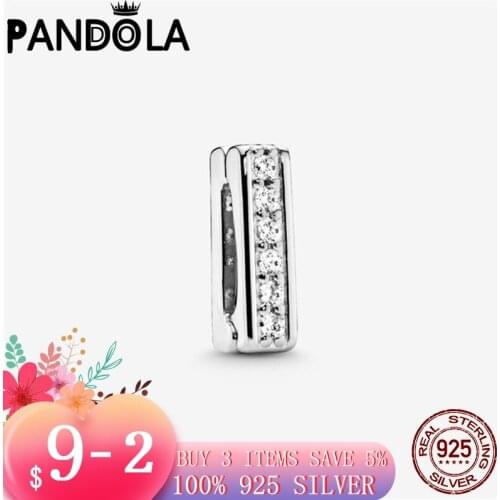 2021 new 925 Sterling Silver Sparkling Clip Charms Beads Bracelet Fit Original Pandora Bracelet DIY Jewelry For Women Beads