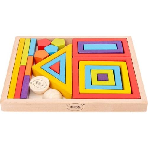 23 pcs Colorful Shape Wooden Blocks Toys Balance Blocks Wooden Learning Education Gift send Children