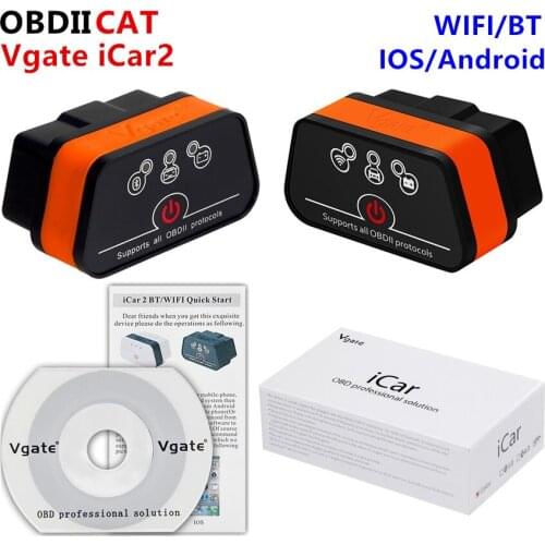 50pcs DHL free Vgate iCar2 Bluetooth With 6 Colors Available For Android Only ELM327 Bluetooth Auto OBDII Vgate iCar 2 Bluetooth