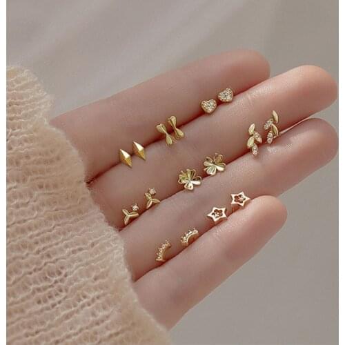 925 Sterling Silver Plated 14k Gold Pavé CZ Simple Glossy Heart Bowknot Earrings Women Simple Design Jewelry Accessories