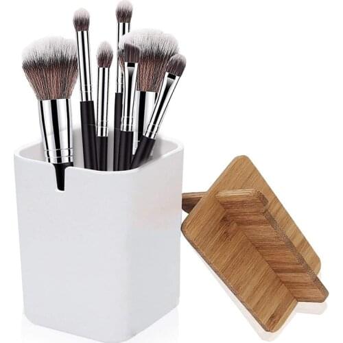 Bamboo Toothbrush Holder Pen Holder Pen Pot Tough Toothbrush Caddy for Bathroom Storage