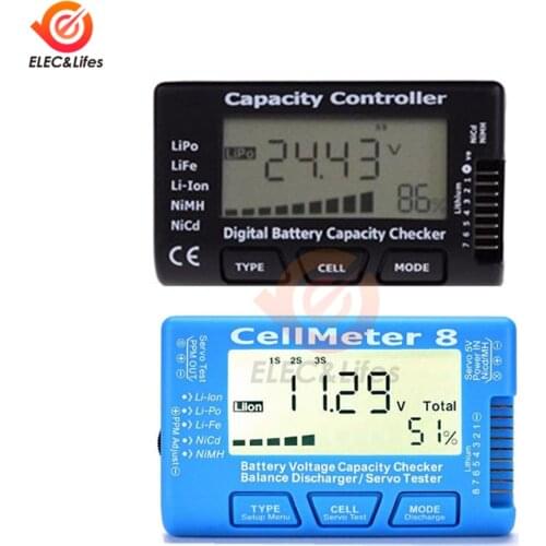 RC CellMeter7 CellMeter 8 Digital Battery Capacity Checker For 2-8S 4-8S LiPo LiFe Li-ion Nicd NiMH Battery Voltage Tester Check