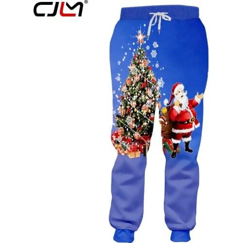 CJLM The New Listing Mens Clothing 3D Printed Christmas Tree And Santa Claus Colored Casual Man Big Size Sweatpants