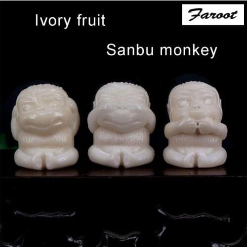 FAROOT Free Shipping Decorative Monkey Pendant Carving Decoration Ivory Nut Neck Key Chain Hanging Hole Crafts