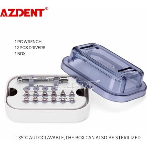 Dental Implant Torque Wrench 10-40Ncm 12pcs Hex Drivers Long 14mm Short 10mm Kit with Box Autoclavable
