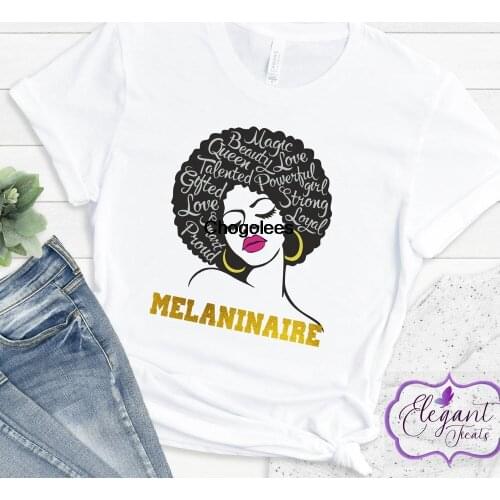 Afro Woman Melaninaire Tshirt Black Lives Matter Digital Printed Slogan T Shirt Civil Rights Tee Positive Image Anti racism