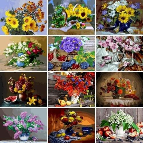 GATYZTORY 40x50cm DIY Frame Flowers acrylic Painting By Numbers On Canvas Paint By Number Canvas Painting Kits Home Decoration