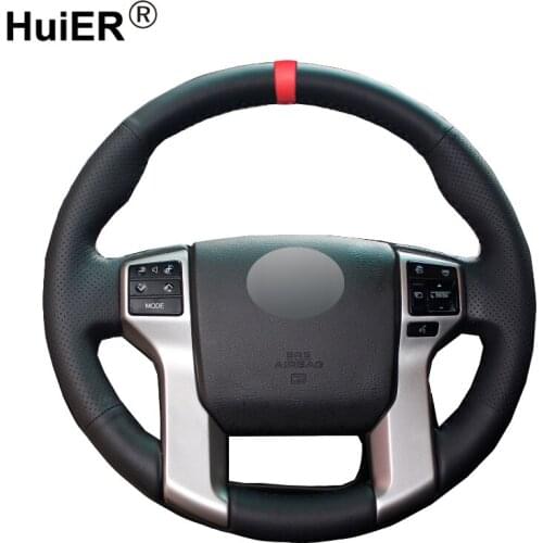 HuiER Hand Sewing Sew Car Steering Wheel Cover For Toyota Land Cruiser Prado 2010-2016 2017 Tundra 2014-2019 Tacoma 2012-2019