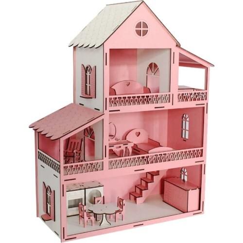 Hobby Toy Wooden Pink Game House 14 Piece Baby Products Bebe Girl Boy Kids Accessories Family Care Free Shipping Turkey