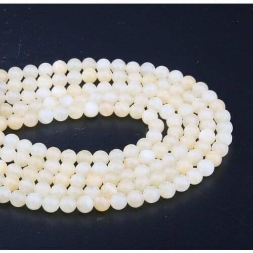 Round Natural Stone Beads Yellow Jades Making Beadwork DIY Bracelet Necklace 4/6/8/10/12mm