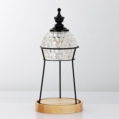 Candle Wax Lamp, Exquisite Crystal Thermal Melting Wax Wood Base Warmer Lamp Fragrance for Bedroom Home EU Plug
