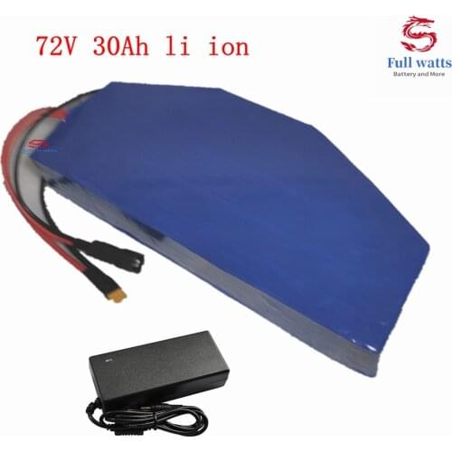 72v 30Ah lithium ion triangle battery 18650 BMS 20S li ion for 5000w 3000W Mountain Bike scooter Motorcycle + 5A charger
