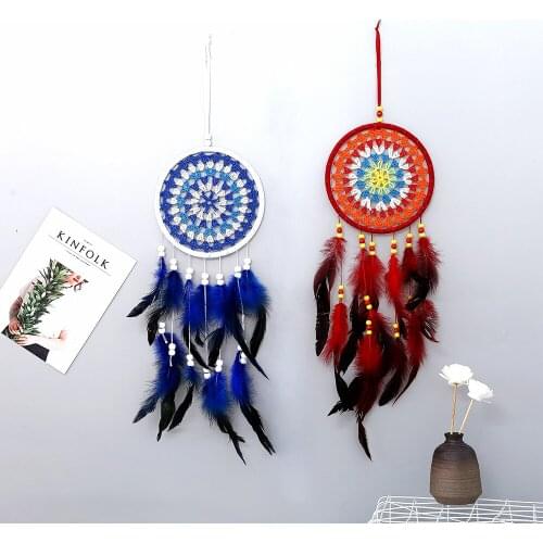 Dream Catcher Handmade Dreamcatcher Feather Wall Handmade Braided Wind Chimes Art For Wall Hanging Car Home Decoration Gifts