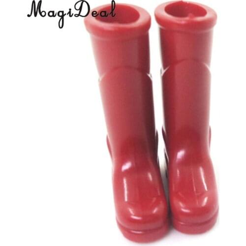 Miniature Red Rubber Rain Boots Shoes for 1/12 Scale Dollhouse Garden Yard Door Decor Dolls Accessories