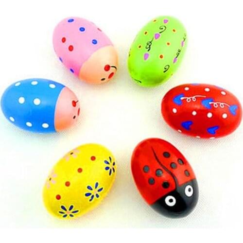 6pcs Wooden Percussion Musical Eggs Maracas Egg Shakers Baby Toy Noise Maker 634F