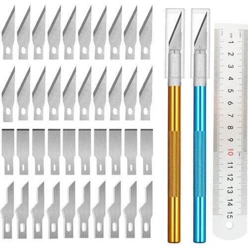 Precision Carving Knife DIY Crafting Hobby Knife Set with Replacement Blades & Sewing Ruler for DIY Cutting Scrapbooking