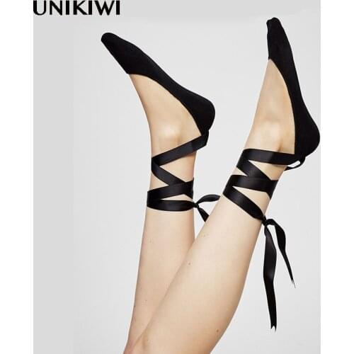 Chic Womens Antiskid Black Ribbon Lace up Socks.Lady Girl Ballet Dancing Low Cut Boat Socks Sox Elegant Princess Sock Slippers