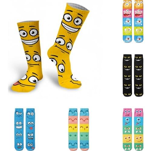3D Funny Expression Printed Sock Casual Creativity Women Long Harajuku Socks Outdoor Running Cycling Men Comfortable Thigh Soken