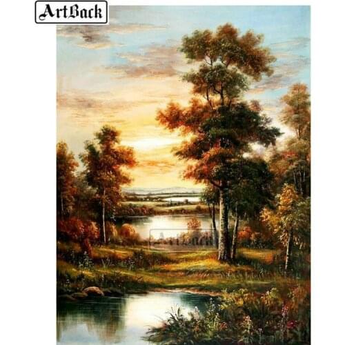 New 5d diy diamond painting tree landscape picture full square drill rhinestone 3d diamond embroidery artwork diamond mosaic kit