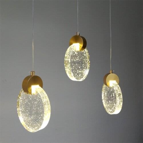 Simple Modern Led Crystal Hanglamp Bar Glass Pendant Lights for Living Room Deco Restaurant Hanging Lamps Dining Light Fixture