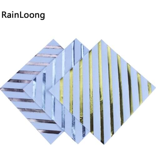 [RainLoong] Print Striped Foil Gold Silver Rose Paper Napkins Serviettes For Birthday Party Decoration 33*33cm 2 Plys