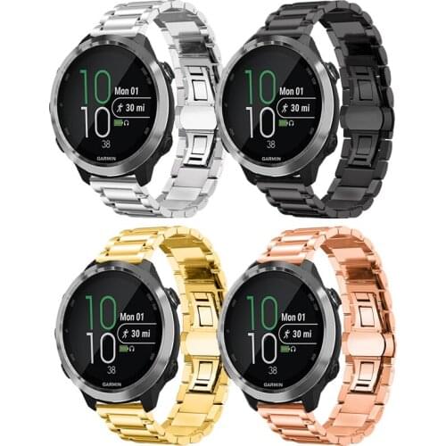 20mm 22mm Stainless Steel Band Strap Butterfly Buckle For Garmin Forerunner 645 645M 245 245M