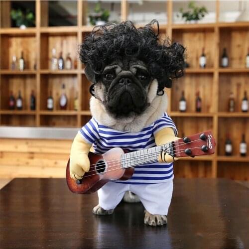 Halloween Dog Costume Pet Clothing Funny Guitarist Costume Party Pet Cat Dog Dressingup Cosplay Bulldog Christmas Jacket Vestido