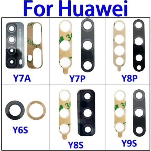 2Pcs/Lot，New Replacement Back Rear Camera Glass Lens For Huawei Y9S Y8S Y8P Y6P Y7P Y6s with sticker Replacement Part