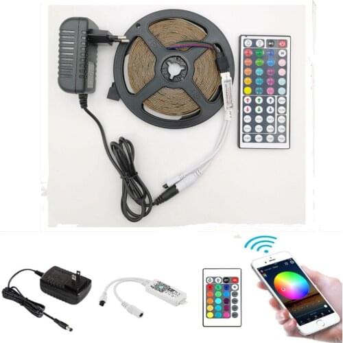 5m 10m 15m WiFi LED Strip Light RGB Waterproof SMD 5050 2835 DC12V rgb String Diode Flexible Ribbon WiFi Contoller+Adapter plug