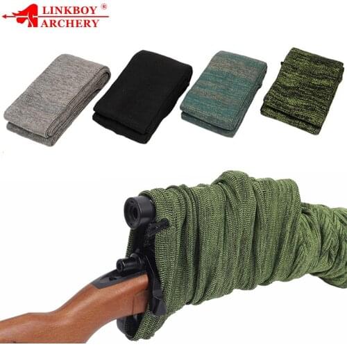 Linkboy Knit Gun Sock for Rifle/Shotguns or without Scope Storage, Anti-Rust, Silicone Treated Drawstring Closure 54/47 Inches