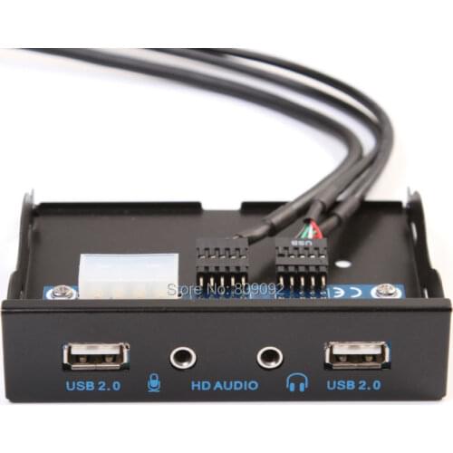 High Speed 3.5" 18Pin to 2 Port USB 2.0 HUB with Mic Audio 3.5mm PC Floppy Drive Bay Front Panel