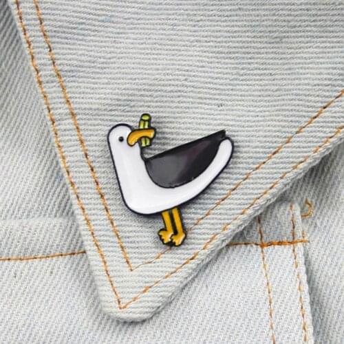 Collar Badge Pigeon Shape Not Easy Fall Off Alloy Enamel Brooch for Kids