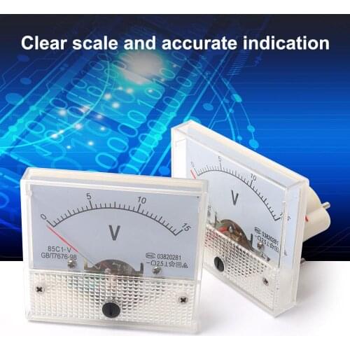1 PC 85C1-V DC 0-15V White Electrical Voltmeter Ammeter Analog Display Voltage Detector 6.3*5.5*1cm Accurary Class 2.5 Ammeter