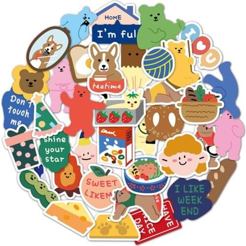 10/30/50PCS Korea Ins Cute New Super Burning Cartoon Bear Graffiti Decoration Suitcase Guitar Waterproof Sticker Sticker