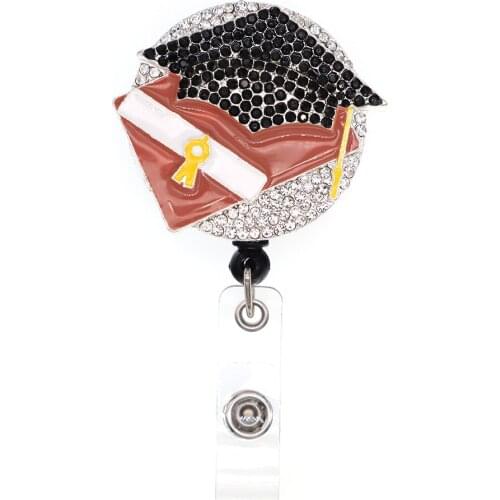 10pcs/lot Graduation Merit Badge Holder Retractable Rhinestone Well Done You Passed Gift Nurse ID Name Badge Holde