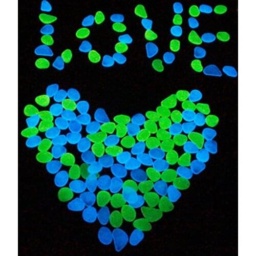 100 PCS Luminous Stone 20-30mm Resin Glow in The Dark Pebble Decorative Small Garden Fish Tank Rock for Outdoor Indoor FS99