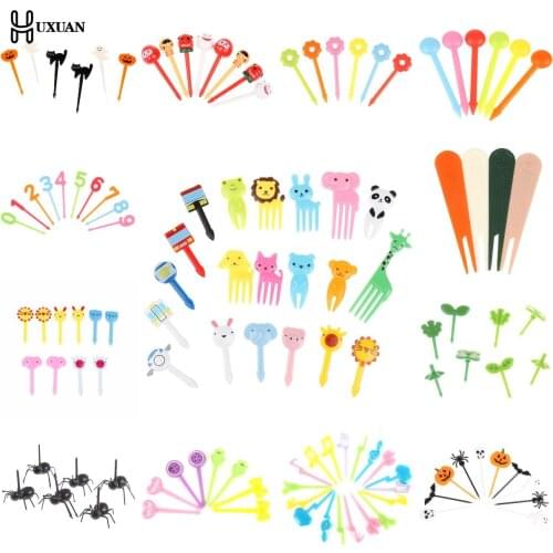 2-24pcs Mini Kids Animal Farm Fruit Fork Cartoon Snack Cake Dessert Food Fruit Toothpick Lunch Party Decoration Random Color