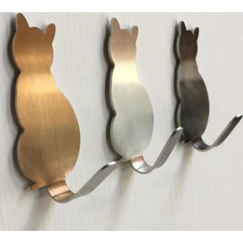 2pcs Keys Hanger Cat Tail Shaped Kitchen Metal Hook key holder wall Door Hanger Decorative