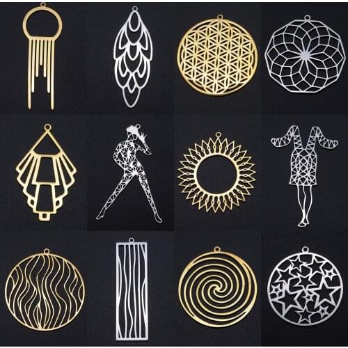 3pcs/lot Geometric Fashion Sun Star Earring Pendant Wholesale 100% Stainless Steel Yoga Dancer Flower of Life Charm Pendants