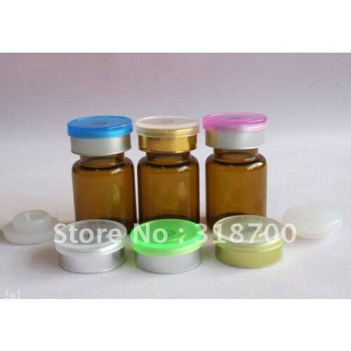 5ml amber glass vial +silicone rubber stopper + flip cap,2ml,3ml till 30ml is available