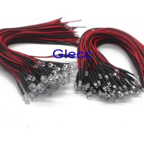 50pcs lot 20cm Pre Wired 3mm 5mm LED Light Lamp Bulb Prewired Emitting Diodes For DIY Home Decoration DC12V