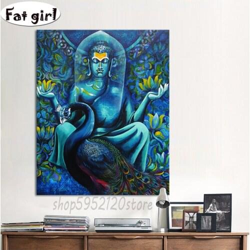 5D mosaic diamond painting Blue buddha statue diy embroidery square round peafowl Abstract painting hand drill home decor gift