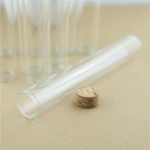 6 Pieces 30*200mm 110ml Corks Glass Bottle Stopper Long Tube Spicy Storage Transparent Bottle Container Glass Jars Vial