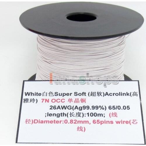 White 5m 26AWG Ag99.9% Acrolink Pure 7N OCC Signal Wire Cable 65/0.05mm2 Dia:0.82mm For DIY LN004501