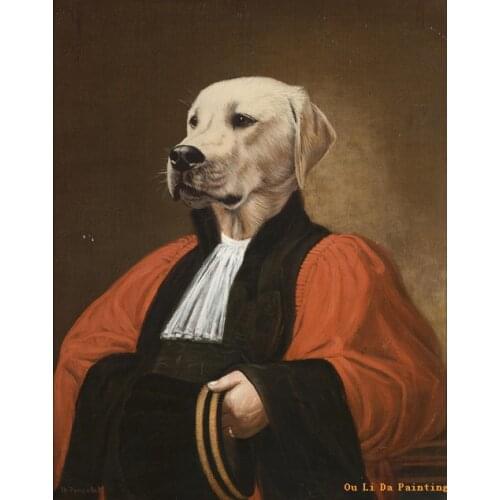 Free shipping modern cartoon dog judge clothes oil painting canvas painting prints on canvas kid room art decoration pictures