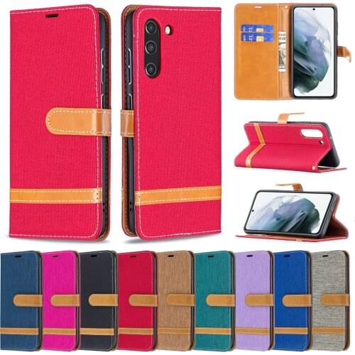Flip Leather Case for Samsung Galaxy A22 A82 5G S21 Lite Coque Luxury Denim Mixed Color Shockproof Bracket Card Slot Phone Cover