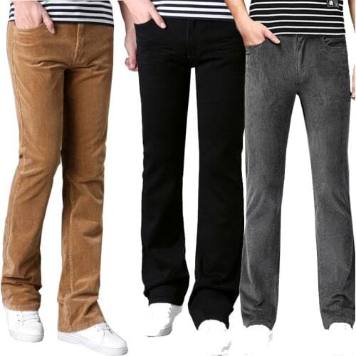 Casual Pants Fall/Winter Mens Casual Micro-Flared Trousers Corduroy Casual Pants Korean Elastic Slim-Fit Flared pants
