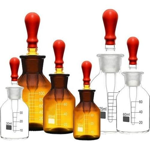 Dropping Bottle With Rubber Suction Ball Glass Straight Drip Tip Tube Transparent Brown Bottle With Scale 30 60 125ml 1/PK