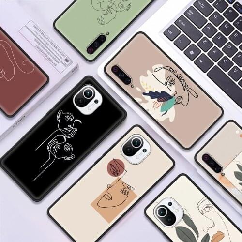 Aesthetic Face Line Art Luxury Soft TPU Cover for Xiaomi Mi 10S Poco X3 NFC 9T 10T 10 Note 10 Pro Lite CC9 CC9E Phone Case Shell
