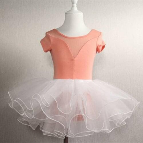 Children Cotton Gymnastics Leotard Ballet Dress Kids Short Sleeve Dance Leotard Tutu Dance Wear Ballerina Clothes for Girls